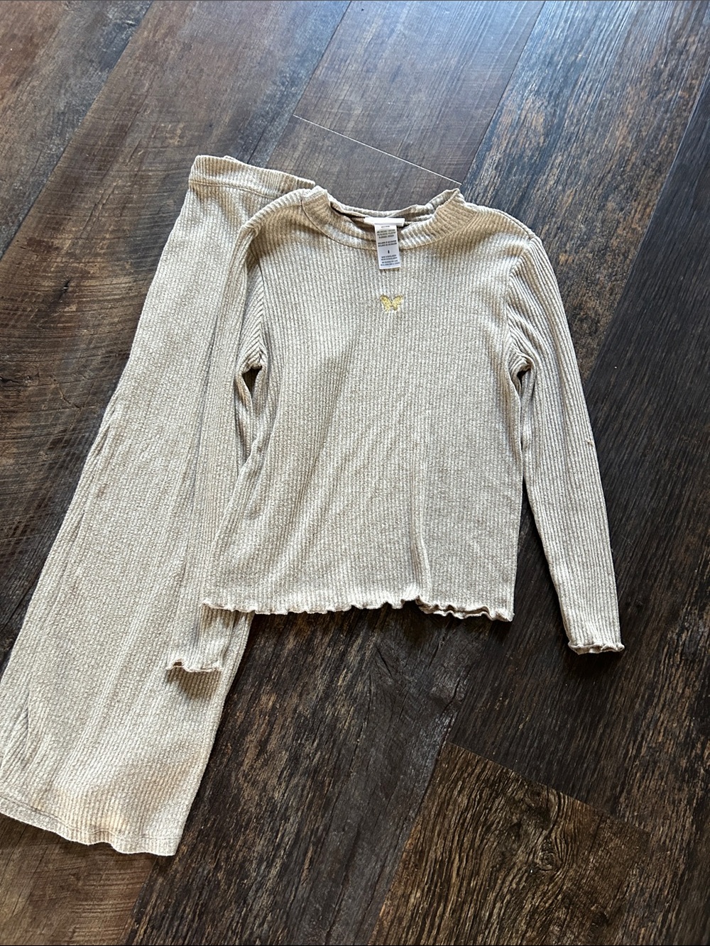 Rachel Zoe Girls Cream Ribbed Set